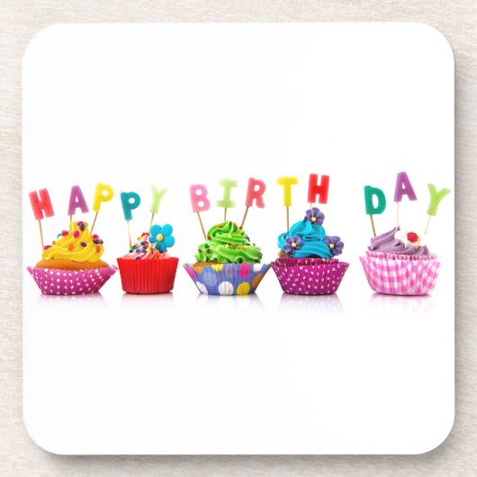 Verjaardag Cupcakes Onderzetter (Voorkant)