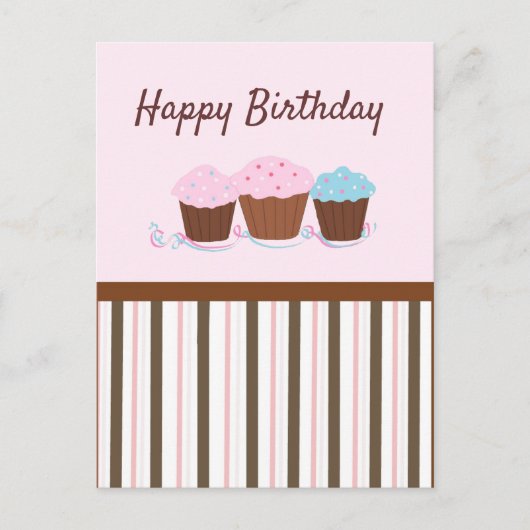 Verjaardag Cupcakes Postkaart (Voorkant)