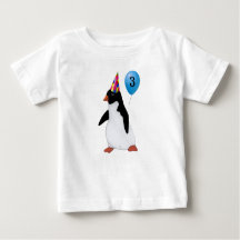 Verjaardag Custom Age Penguin Blue Balloon Shirt