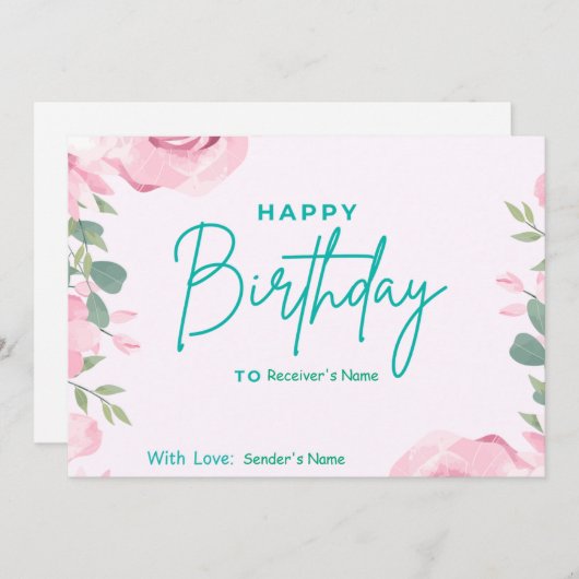 Verjaardag Custom Digital Floral Feestdagenkaart (Voorkant / Achterkant)