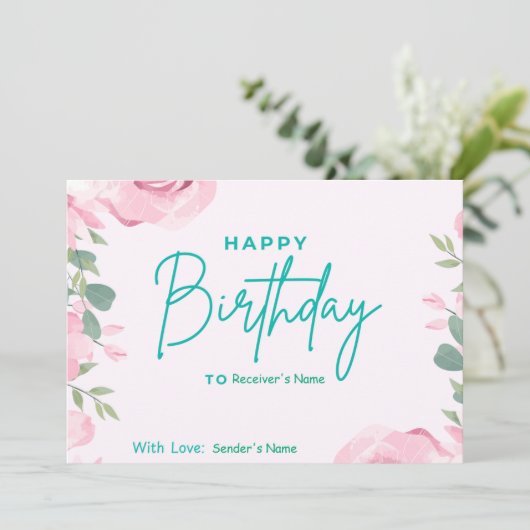 Verjaardag Custom Digital Floral Feestdagenkaart (Staand voorkant)