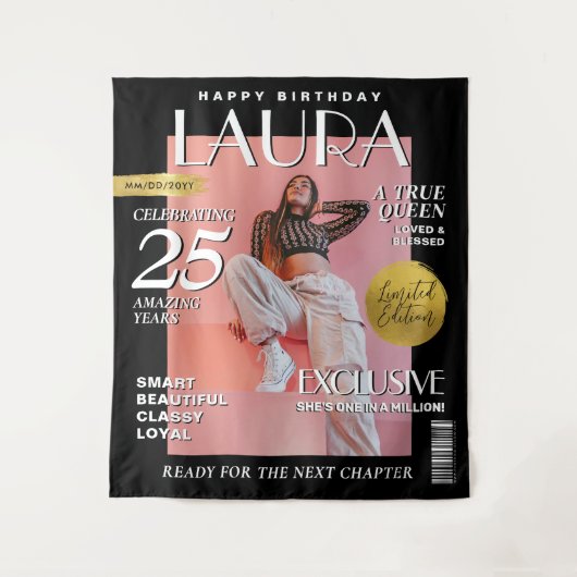 Verjaardag Custom Magazine Hoesje Achtergrond Mode Wandkleed (Voorkant)