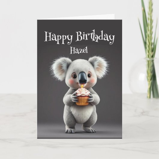 Verjaardag Custom Naam Koala Australian Animal fun Kaart (Voorkant)
