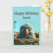 Verjaardag Custom Naam Leuk Tweetest Persoon Vogel Kaart (Gele Bloem)