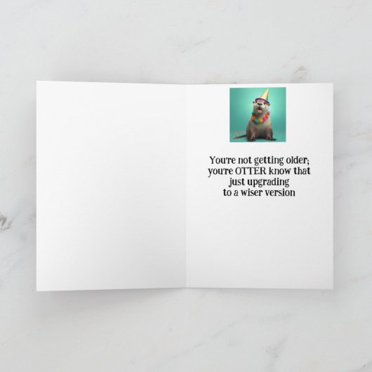 Verjaardag Custom Naam Leuke Otter Dier Humor Kaart (Binnen)