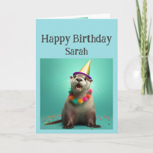 Verjaardag Custom Naam Leuke Otter Dier Humor Kaart
