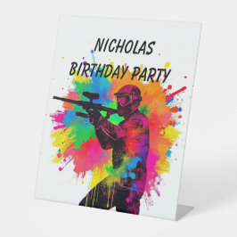 Verjaardag Custom Naam Paintball Reclamebord Met Voetstuk