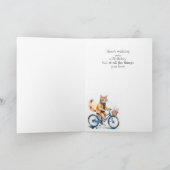 Verjaardag Custom Name Cat Rijden op een fiets Kaart (Binnen)
