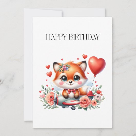 Verjaardag Cute Fox Piloot (Voorkant)