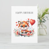 Verjaardag Cute Fox Piloot (Staand voorkant)