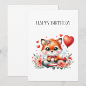 Verjaardag Cute Fox Piloot (Voorkant / Achterkant)