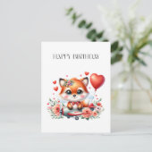 Verjaardag Cute Fox Piloot Briefkaart (Staand voorkant)
