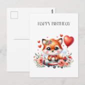 Verjaardag Cute Fox Piloot Briefkaart (Voorkant / Achterkant)