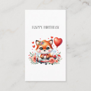 Verjaardag Cute Fox Piloot Contactkaartje