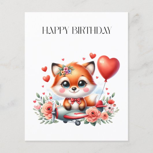 Verjaardag Cute Fox Piloot Flyer (Voorkant)