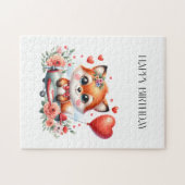 Verjaardag Cute Fox Piloot Legpuzzel (Horizontaal)