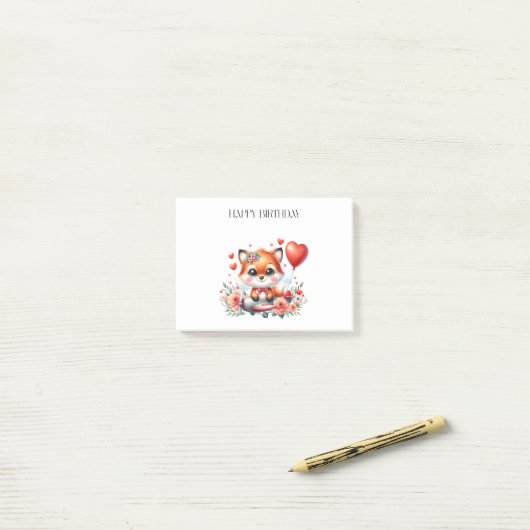 Verjaardag Cute Fox Piloot Post-it® Notes (Op bureau)