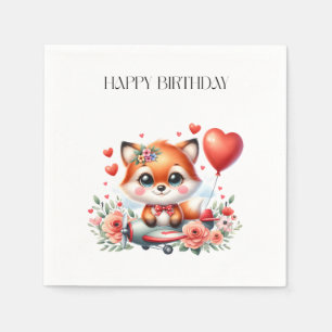 Verjaardag Cute Fox Piloot Servet