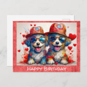 Verjaardag Cute Grappige Cartoon Hond Hart Briefkaart (Voorkant / Achterkant)