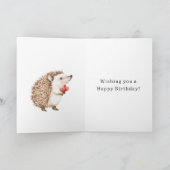 Verjaardag Cute Hedgehog Hearts Kaart (Binnen)