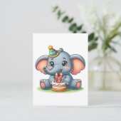 Verjaardag Cute Olifant 11 jaar Briefkaart (Staand voorkant)