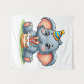 Verjaardag Cute Olifant 11 jaar Wandkleed (Voorkant (horizontaal))