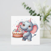 Verjaardag Cute Olifant 7 Kaart (Staand voorkant)