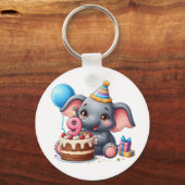 Verjaardag Cute Olifant 9 jaar Sleutelhanger (Voorkant)