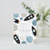 Verjaardag Cute Rocket Ship BuitenSpace Uitnodiging Briefkaart (Staand voorkant)