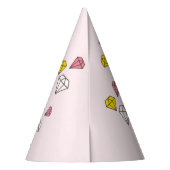 Verjaardag. Cute Unicorn met Cute Diamonds voegt n Feesthoedjes (Achterkant)