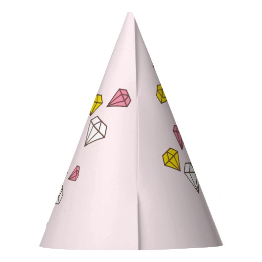 Verjaardag. Cute Unicorn met Cute Diamonds voegt n Feesthoedjes (Achterkant)