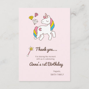 Verjaardag. Cute Unicorn met Cute Wand & Diamonds Kaart