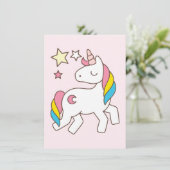 Verjaardag. Cute Unicorn met Cute Wand & Stars Kaart (Staand voorkant)