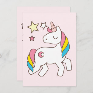 Verjaardag. Cute Unicorn met Cute Wand & Stars Kaart