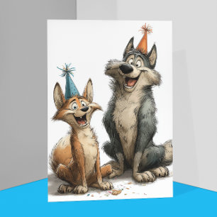 Verjaardag Cute Wolf Kaart