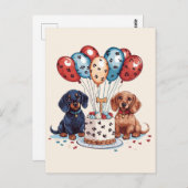 Verjaardag Dachshond Honden Briefkaart (Voorkant / Achterkant)