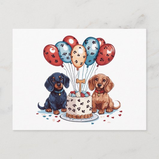 Verjaardag Dachshond Honden Briefkaart (Voorkant)