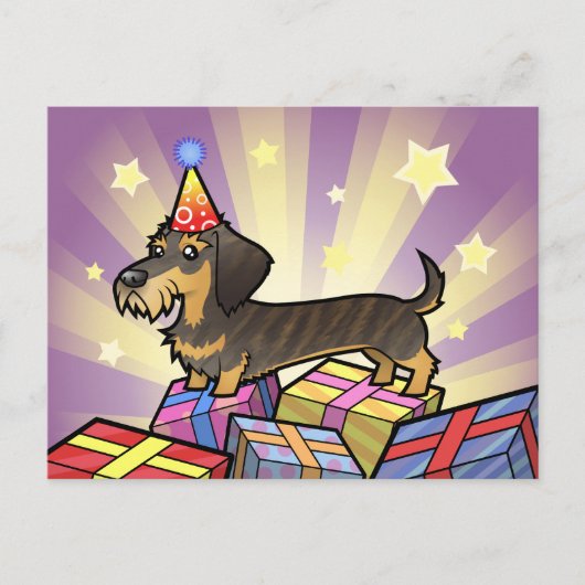 Verjaardag Dachshund (draadhaar) Briefkaart (Voorkant)