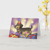Verjaardag Dachshund (draadhaar) Kaart (Gele Bloem)