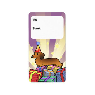 Verjaardag Dachshund Gift Labels (longhair)