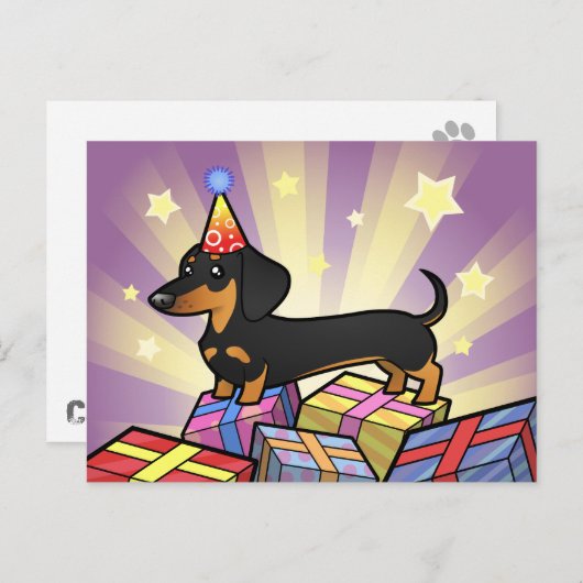 Verjaardag Dachshund (gladde jas) Briefkaart (Voorkant / Achterkant)