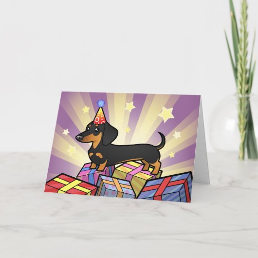Verjaardag Dachshund (gladde jas) Kaart (Voorkant)