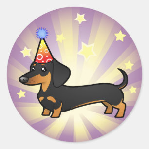 Verjaardag Dachshund (gladde jas) Ronde Sticker