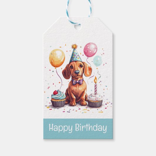 Verjaardag Dachshund Honden Cadeaulabel (Voorkant)