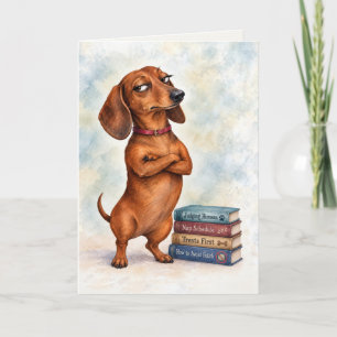 Verjaardag Dachshund met leuke boeken Kaart