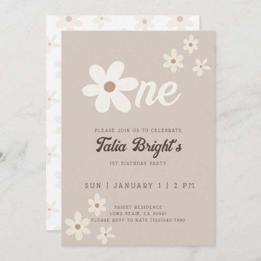 Verjaardag Daisy Natuurlijke Boho Retro Sfeer  Kaart (Voorkant / Achterkant)