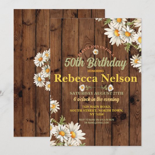 Verjaardag Daisy Party Nodig elke leeftijd bloemen Kaart (Voorkant / Achterkant)