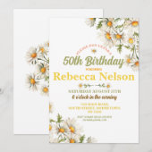 Verjaardag Daisy Party Nodig elke leeftijd Floral  Kaart (Voorkant / Achterkant)
