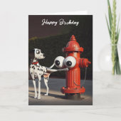 Verjaardag Dalmatie en Red Fire Hydrant Kaart (Voorkant)