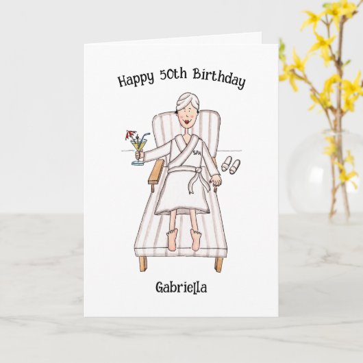 Verjaardag Dame Spa Dag Kaart (Gele Bloem)